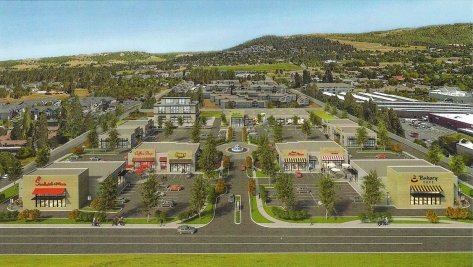 Rendering of proposed development looking east from Regal Street towards Brown's Mountain.