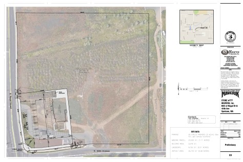 A preliminary site plan for a gas station at 44th Ave. and Regal Street.
